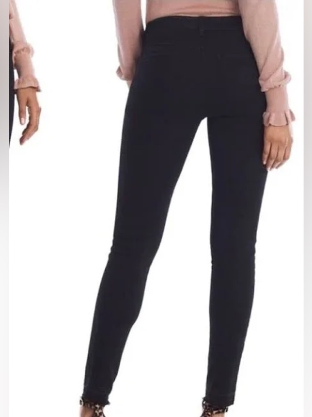 WHBM Black Jeans Skinny Ankle Raw Hem Distressed Women’s 2